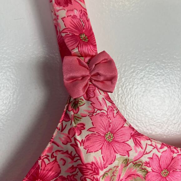 Vintage Pink Floral Chemise Slip Dress Nightie Bows Satin Sante Classics Sz M - Picture 4 of 6